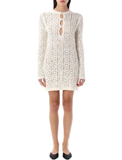 Loulou Studio Evan Crochet Mini Dress In Beige