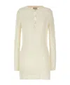 Loulou Studio Evan Lace Stitch Mini Dress In Nude