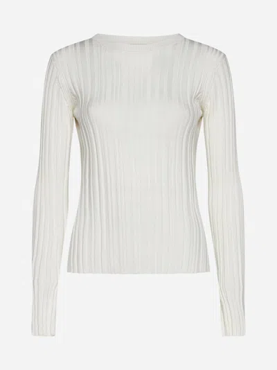 LOULOU STUDIO EVIE RIBBED SILK-BLEND TOP