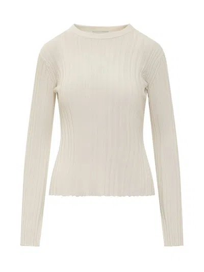 Loulou Studio Evie Silk Ribbed Top In Rice_ivory