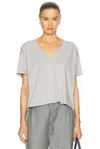 Loulou Studio Faaa V-neck Cotton T-shirt In Grey Melange