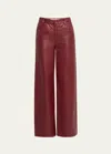 Loulou Studio Figari Wide-leg Leather Pants In Burgundy