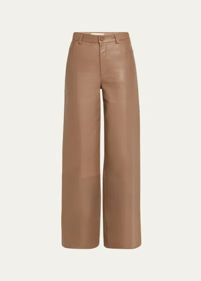 Loulou Studio Figari Wide-leg Leather Pants In Taupe