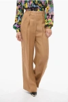 LOULOU STUDIO FLAX BLEND PALAZZO PANTS WITH BELT LOOPS