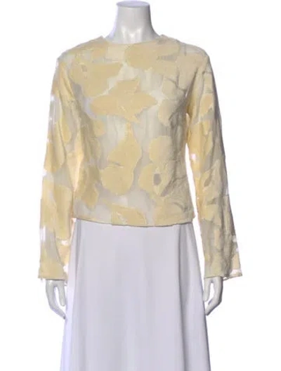 Pre-owned Loulou Studio Floral Print Crew Neck Top In Neutrals