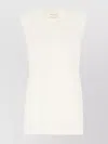 Loulou Studio Fringed Hem Sleeveless Round Neck Top In White