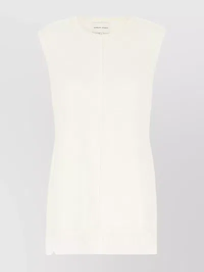 Loulou Studio Fringed Hem Sleeveless Round Neck Top In White