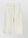 Loulou Studio Front Pleated Striped Bermuda Shorts With Pockets