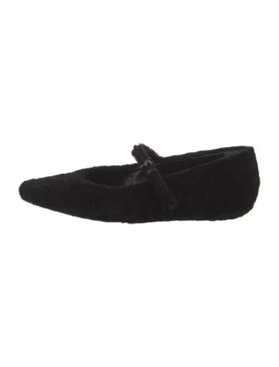 Pre-owned Loulou Studio Fur Ballet Flats In Black
