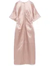 Loulou Studio Gathered-detail Midi Dress In Pink