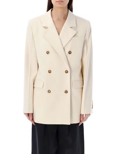 Loulou Studio Gora Doppelreihiger Blazer Aus Twill Aus Einer Baumwollmischung In Naturfarben