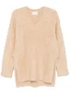 Loulou Studio Goto Alpaca Blend V Neck Long Sweater In Neutrals