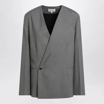 LOULOU STUDIO GRAY DOUBLE-BREASTED WOOL JACKET