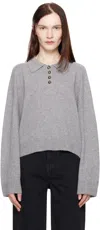 Loulou Studio Gray Homere Polo In Slate Grey