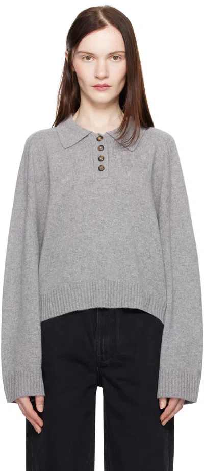 Loulou Studio Gray Homere Polo In Slate Grey