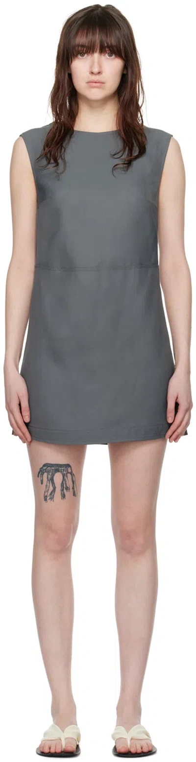 Loulou Studio Gray Hoya Minidress In Fjord Grey