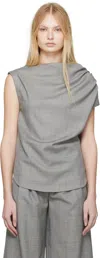 Loulou Studio Lyra Draped Sleeveless Blouse In Anthracite