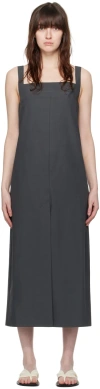 Loulou Studio Gray Makeen Midi Dress In Iron Grey