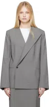 Loulou Studio Gray Nodo Blazer In Grey Melange