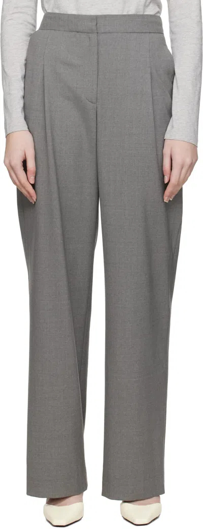 Loulou Studio Gray Osilo Trousers In Grey Melange