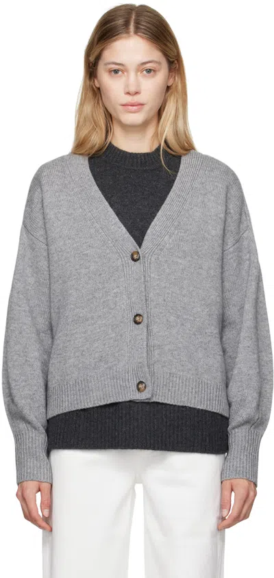 Loulou Studio Gray Zanzibar Cardigan In Grey Melange