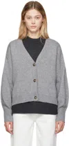 Loulou Studio Hidra Ribbed Wool And Cashmere Cardigan In Grey Melange