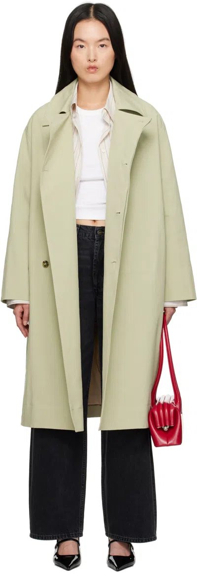Loulou Studio Green Alex Trench Coat In Light Sage