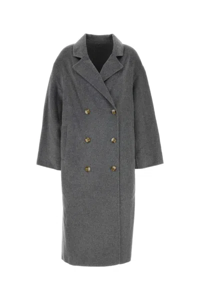 LOULOU STUDIO GREY WOOL BLEND BORNEO COAT