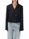 Loulou Studio Cropped Blazer Button Detailing
