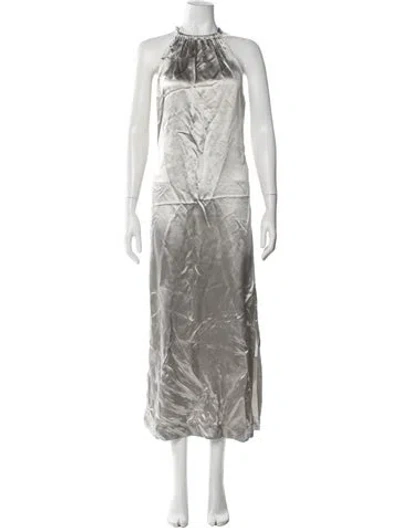 Pre-owned Loulou Studio Halterneck Long Dress In Gray