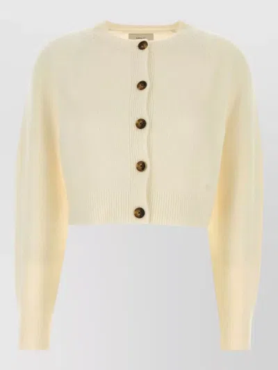 Loulou Studio Heike Cashmere Cardigan Cropped Raglan Sleeves In White