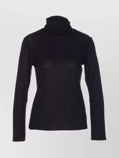 Loulou Studio High Neck Long Sleeve Ribbed Knitwear In Black