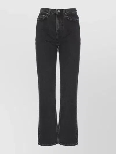 Loulou Studio High Waist Straight Leg Cotton Jeans In Black