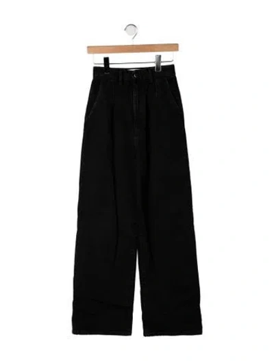 Pre-owned Loulou Studio High-rise Wide Leg Jeans In Black
