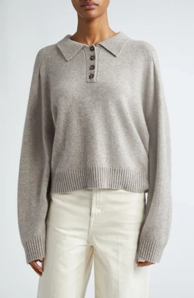 Loulou Studio Homere Cashmere Polo Sweater In Grey