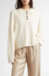 Loulou Studio Homere Cashmere Polo Sweater In White