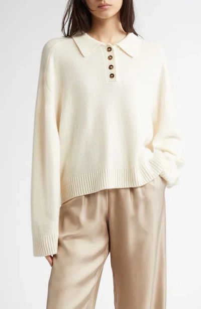 Loulou Studio Homere Cashmere Polo Sweater In White