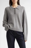 Loulou Studio Homere Cashmere Polo Sweater In Slate Grey