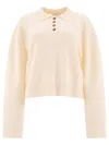 Loulou Studio Homere Cashmere Polo Sweater In White