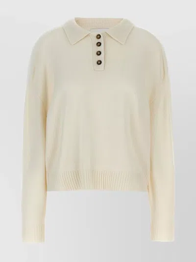 LOULOU STUDIO 'HOMERE' COLLAR KNIT SWEATER WITH RIBBED FINISH