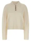 Loulou Studio Ivory Cashmere Polo Shirt In White