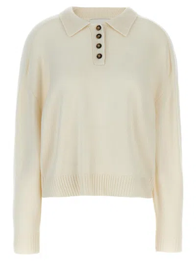 Loulou Studio 'homere' Collar Knit Sweater With Ribbed Finish In White