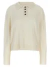 Loulou Studio Homere Cashmere Polo Sweater In White
