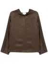 Loulou Studio Taupe Brown Lea Blouse