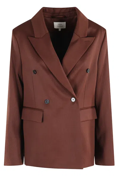 Loulou Studio Horn Double Breasted Jacket In Brown