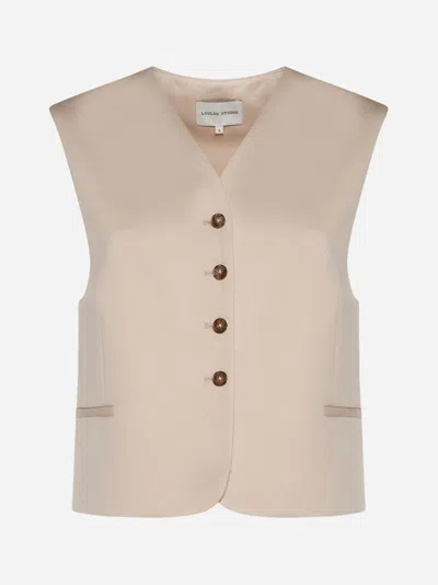 Loulou Studio Iba Cotton And Linen Waistcoat In Cream Rose