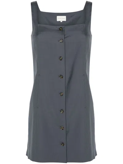 Loulou Studio Idon Wool Button Down Mini Dress In Fjord Grey