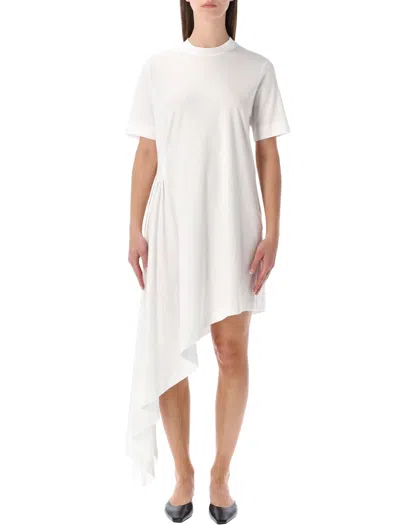 Loulou Studio Igary Asymmetrical Draped Jersey Dress In White
