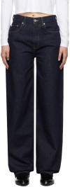 Loulou Studio Unstretched Loose Straight Jeans In Raw Wash