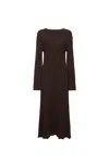 Loulou Studio Irma Ribbed Knit Wool Midi Dress In Brown